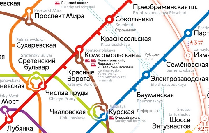 Казанський вокзал на карті метро Москви: