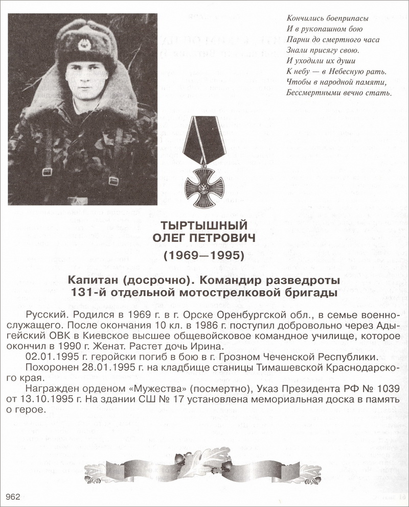 PS   Виписка з Книги Пам'яті   про воїнів, загиблих в Чечні